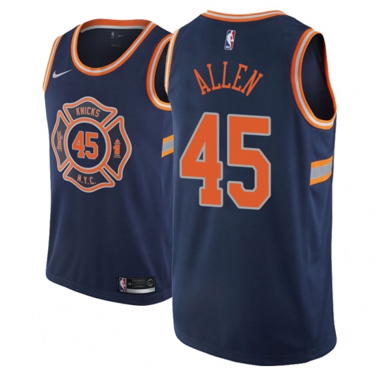 Men NBA 2018-19 New York Knicks #45 Kadeem Allen City Edition Navy Jersey - Ujersey
