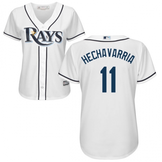 Women's Majestic Tampa Bay Rays #11 Adeiny Hechavarria Replica White Home Cool Base MLB Jersey