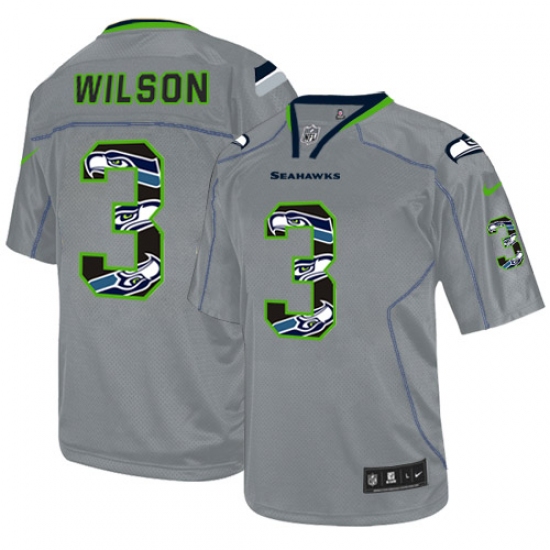 Men's Nike Seattle Seahawks #3 Russell Wilson Elite New Lights Out Grey NFL Jersey - Ujersey