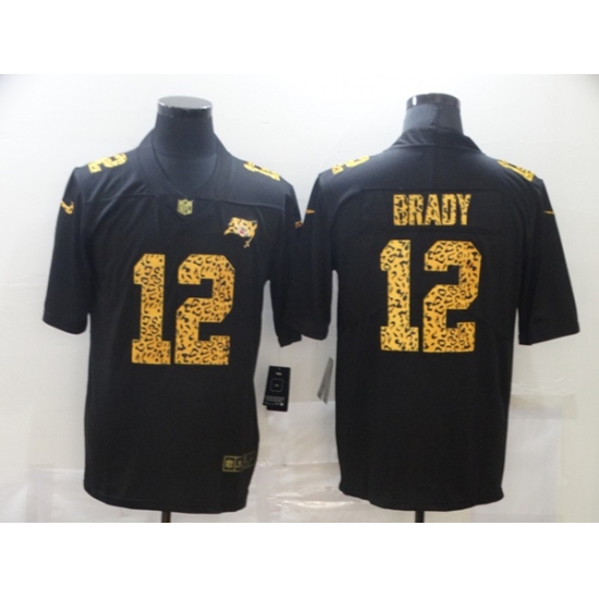 Men's Tampa Bay Buccaneers #12 Tom Brady 2020 Black Leopard Print Fashion Limited Football Stitched Jersey - Ujersey