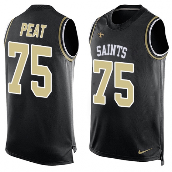 Men's Nike New Orleans Saints #75 Andrus Peat Limited Black Player Name & Number Tank Top NFL Jersey - Ujersey
