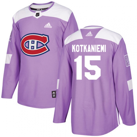 Men's Adidas Montreal Canadiens #15 Jesperi Kotkaniemi Authentic Purple Fights Cancer Practice NHL Jersey - Ujersey