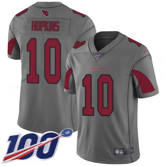 Youth Nike Arizona Cardinals #10 DeAndre Hopkins Silver Stitched NFL Limited Inverted Legend 100th Season Jersey - Ujersey