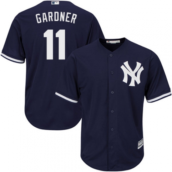 Men's Majestic New York Yankees #11 Brett Gardner Replica Navy Blue Alternate MLB Jersey - Ujersey
