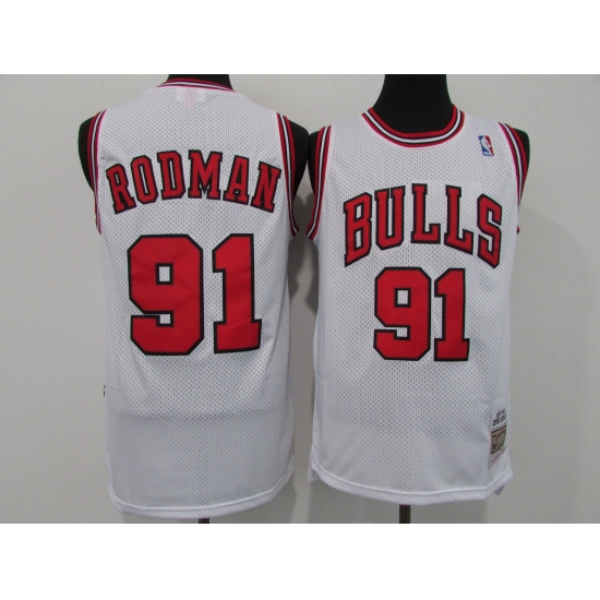 Men's Chicago Bulls #91 Dennis Rodman Authentic White Home NBA Jersey - Ujersey