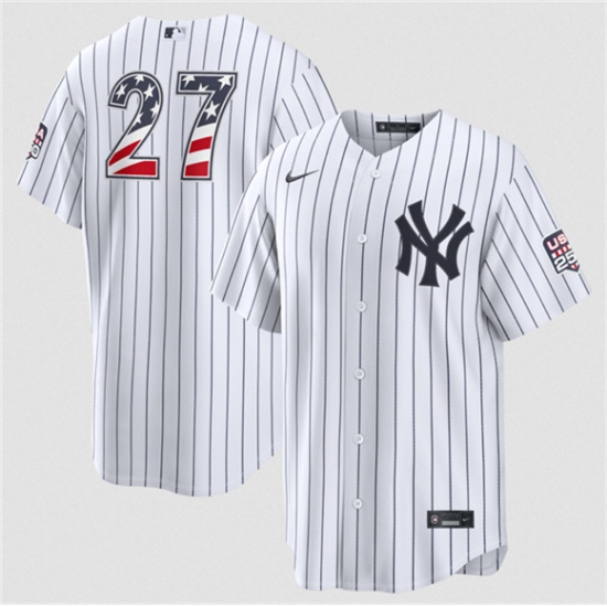 Men's New York Yankees #27 Giancarlo Stanton White 2026 USA 250 Fourth of July Home Stadium Stitched Baseball Jersey - Ujersey