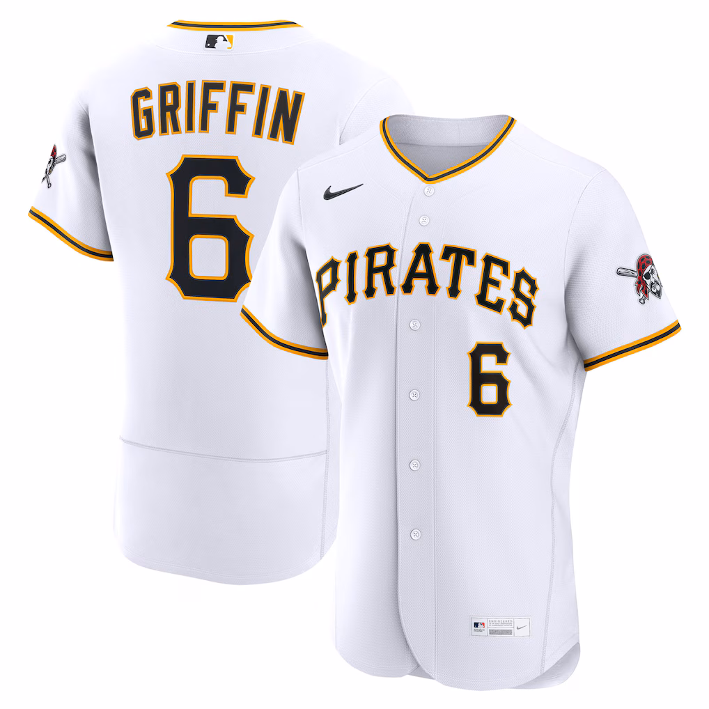 Men's Pittsburgh Pirates Konnor Griffin Nike White Home Authentic Jersey - SUjersey01