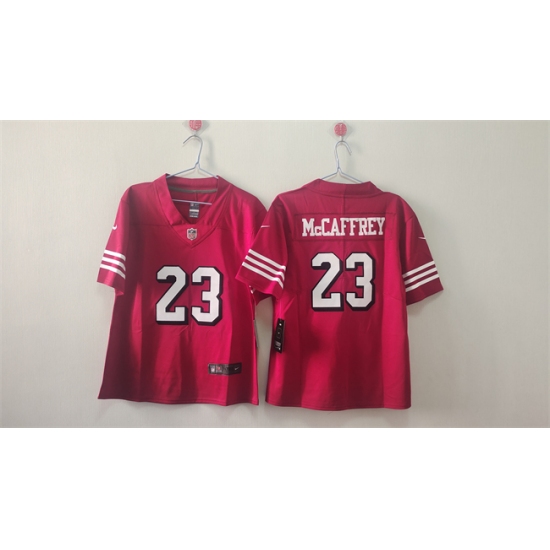Women's San Francisco 49ers #23 Christian McCaffrey Red Alternate Football Stitched Jersey(Run Small) - Ujersey