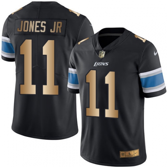Men's Nike Detroit Lions #11 Marvin Jones Jr Limited Black/Gold Rush NFL Jersey - Ujersey