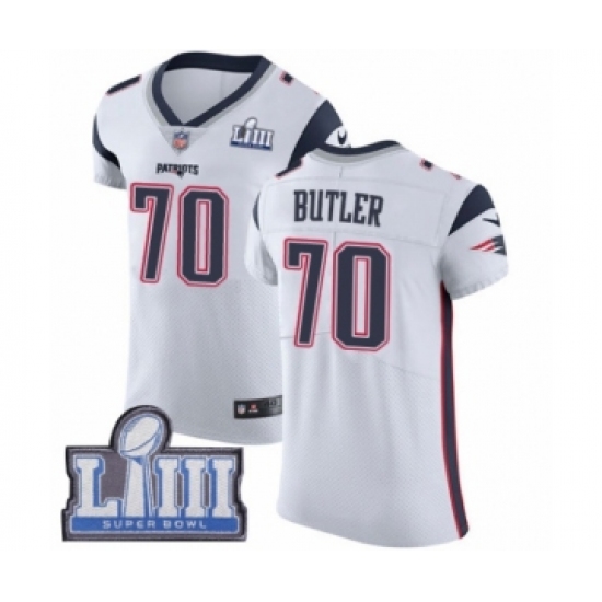 Men's Nike New England Patriots #70 Adam Butler White Vapor Untouchable Elite Player Super Bowl LIII Bound NFL Jersey - Ujersey