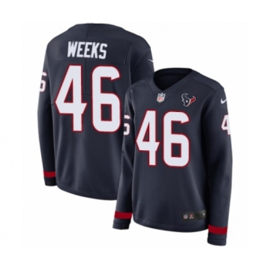 Women's Nike Houston Texans #46 Jon Weeks Limited Navy Blue Therma Long Sleeve NFL Jersey - Ujersey