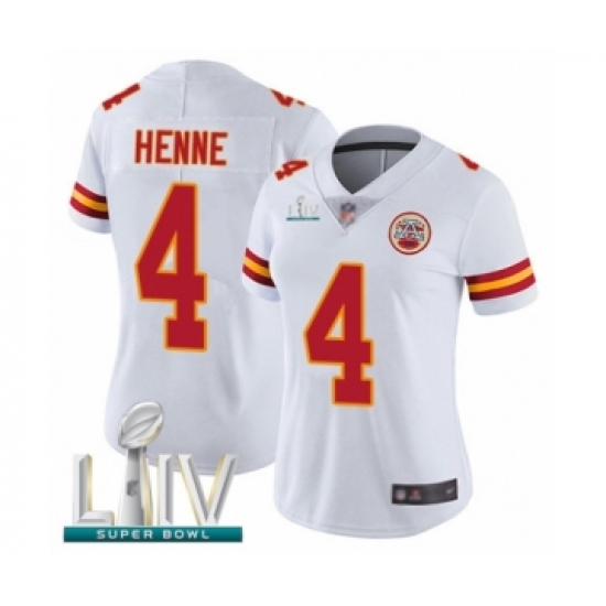 Women's Kansas City Chiefs #4 Chad Henne White Vapor Untouchable Limited Player Super Bowl LIV Bound Football Jersey - Ujersey