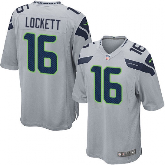 Men's Nike Seattle Seahawks #16 Tyler Lockett Game Grey Alternate NFL Jersey - Ujersey