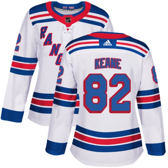 Women's Adidas New York Rangers #82 Joey Keane Authentic White Away NHL Jersey - Ujersey
