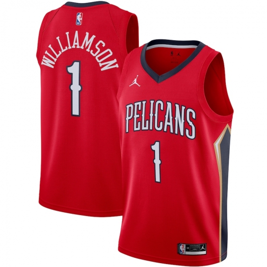 Men's New Orleans Pelicans #1 Zion Williamson Jordan Brand Red 2020-21 Swingman Jersey - Ujersey