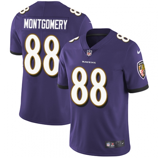 Youth Nike Baltimore Ravens #88 Ty Montgomery Purple Team Color Vapor Untouchable Limited Player NFL Jersey - Ujersey