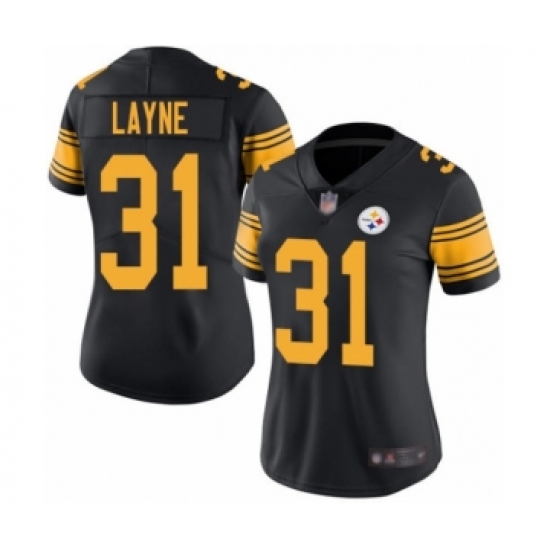 Women's Pittsburgh Steelers #31 Justin Layne Limited Black Rush Vapor Untouchable Football Jersey - Ujersey