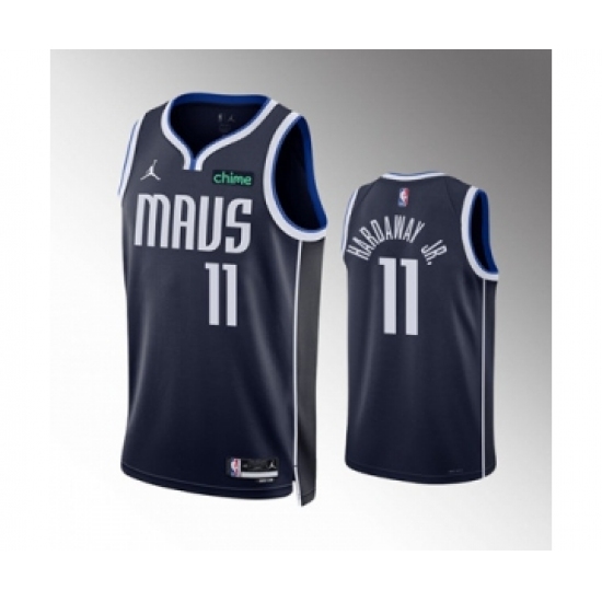 Men's Dallas Mavericks #11 Tim Hardaway Jr. Navy Statement Edition Stitched Basketball Jersey - Ujersey