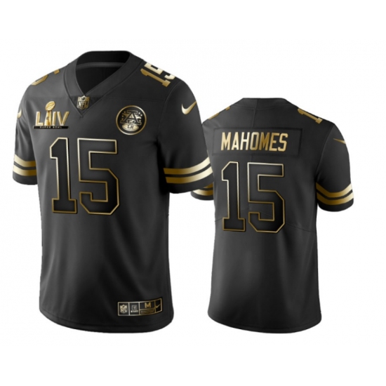 Men's Kansas City Chiefs #15 Patrick Mahomes Nike Black Super Bowl LIV Champions Limited Jersey - Ujersey