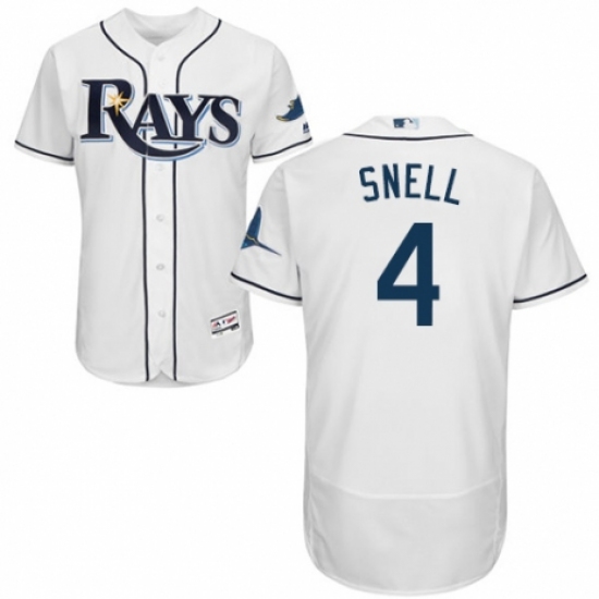 Men's Majestic Tampa Bay Rays #4 Blake Snell Home White Home Flex Base Authentic Collection MLB Jersey - Ujersey