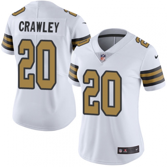 Women's Nike New Orleans Saints #46 Ken Crawley Limited White Rush Vapor Untouchable NFL Jersey - Ujersey