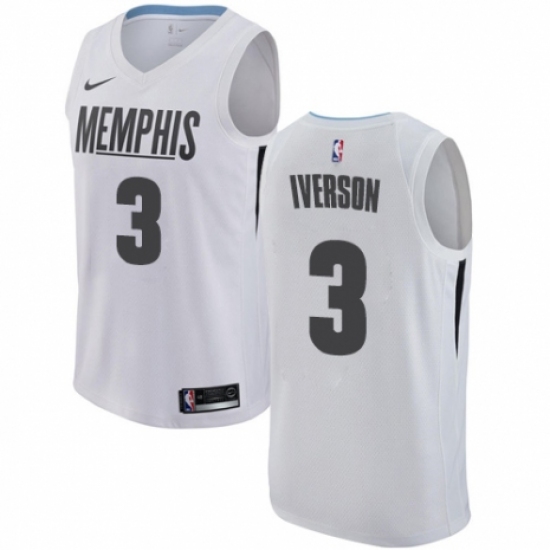 Men's Nike Memphis Grizzlies #3 Allen Iverson Swingman White NBA Jersey - City Edition - Ujersey