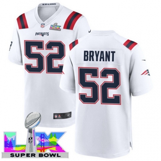 Men's New England Patriots #52 Marcus Bryant White 2025 2026 Super Bowl LX F U S E Stitched Jersey - ujerseystore