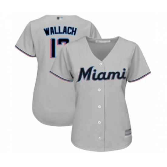 Women's Miami Marlins #17 Chad Wallach Authentic Grey Road Cool Base Baseball Player Jersey - Ujersey