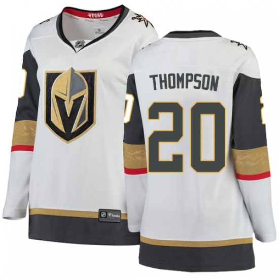 Women's Vegas Golden Knights #20 Paul Thompson Authentic White Away Fanatics Branded Breakaway NHL Jersey - Ujersey