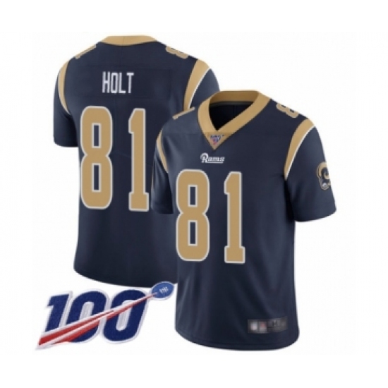 Men's Los Angeles Rams #81 Torry Holt Navy Blue Team Color Vapor Untouchable Limited Player 100th Season Football Jersey - Ujersey