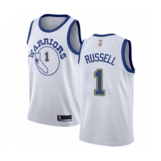 Men's Golden State Warriors #1 D'Angelo Russell Authentic White Hardwood Classics Basketball Jersey - Ujersey