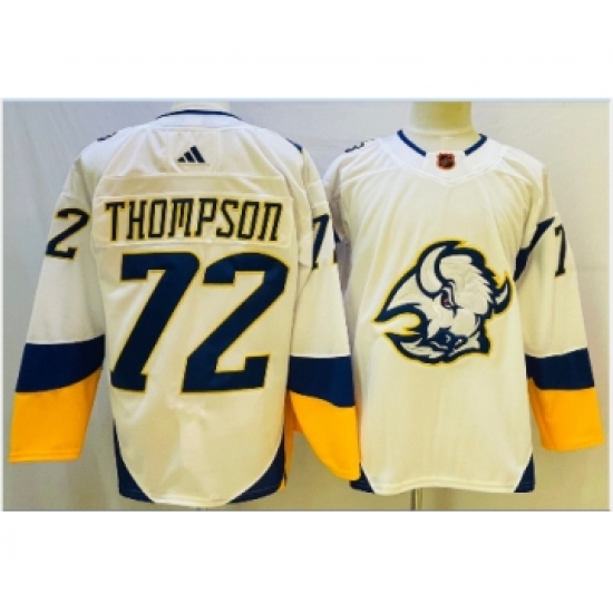 Men's Buffalo Sabres #72 Tage Thompson White 2022 Reverse Retro Authentic Jersey - Ujersey