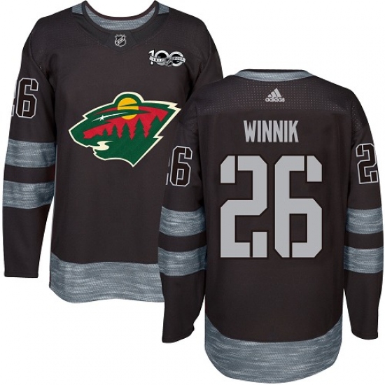 Men's Adidas Minnesota Wild #26 Daniel Winnik Authentic Black 1917-2017 100th Anniversary NHL Jersey - Ujersey