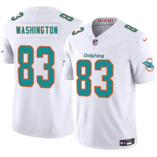 Men's Miami Dolphins #83 Tahj Washington White 2025 Draft F.U.S.E. Vapor Limited Football Stitched Jersey - Ujersey