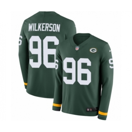 Youth Nike Green Bay Packers #96 Muhammad Wilkerson Limited Green Therma Long Sleeve NFL Jersey - Ujersey