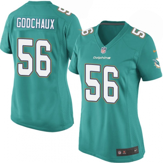 Women's Nike Miami Dolphins #56 Davon Godchaux Game Aqua Green Team Color NFL Jersey - Ujersey