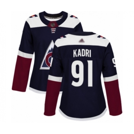 Women's Colorado Avalanche #91 Nazem Kadri Authentic Navy Blue Alternate Hockey Jersey - Ujersey