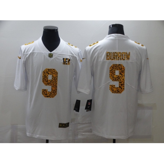 Men's Cincinnati Bengals #9 Joe Burrow White Nike Leopard Print Limited Jersey - Ujersey