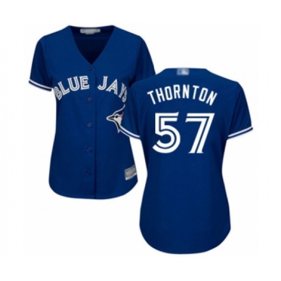 Women's Toronto Blue Jays #57 Trent Thornton Authentic Blue Alternate Baseball Player Jersey - Ujersey