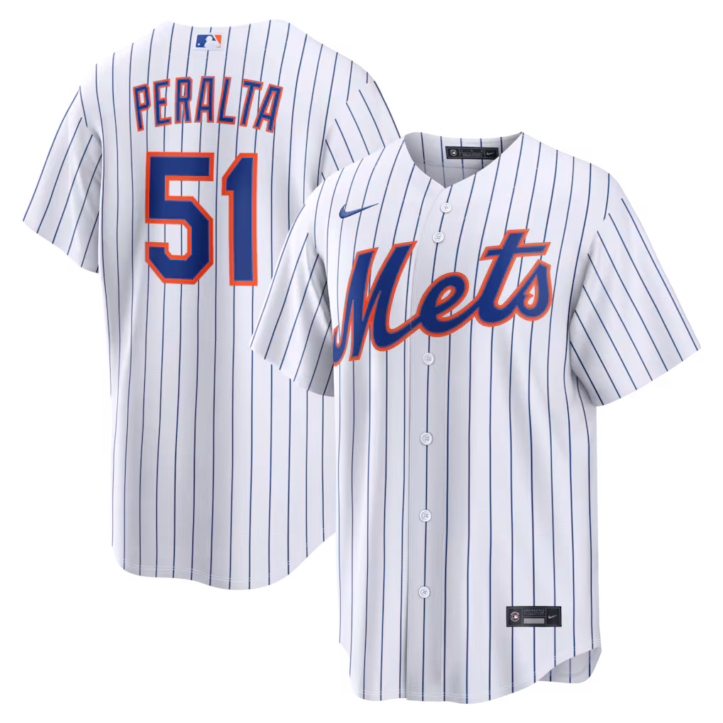 Men's New York Mets Freddy Peralta Nike White Home Replica Jersey