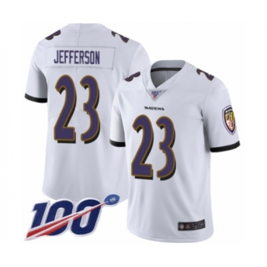 Men's Baltimore Ravens #23 Tony Jefferson White Vapor Untouchable Limited Player 100th Season Football Jersey - Ujersey