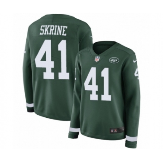 Women's Nike New York Jets #41 Buster Skrine Limited Green Therma Long Sleeve NFL Jersey - Ujersey