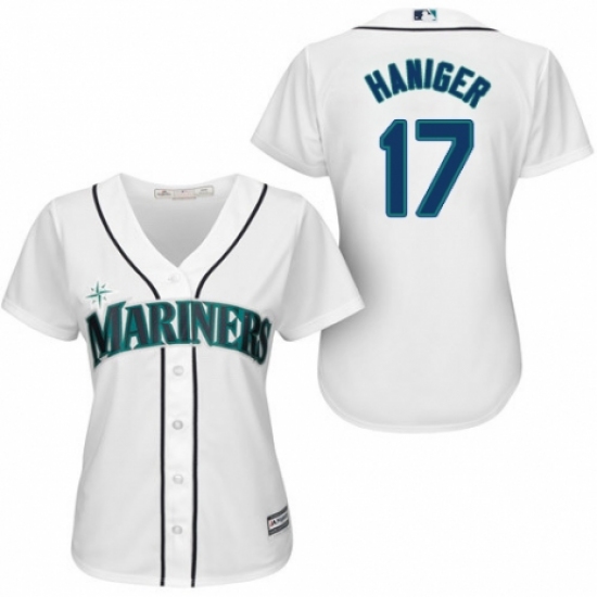 Women's Majestic Seattle Mariners #17 Mitch Haniger Authentic White Home Cool Base MLB Jersey - Ujersey