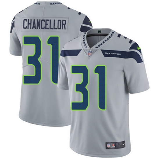 Men's Nike Seattle Seahawks #31 Kam Chancellor Grey Alternate Vapor Untouchable Limited Player NFL Jersey - Ujersey