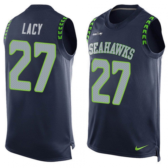 Men's Nike Seattle Seahawks #27 Eddie Lacy Limited Steel Blue Player Name & Number Tank Top NFL Jersey - Ujersey