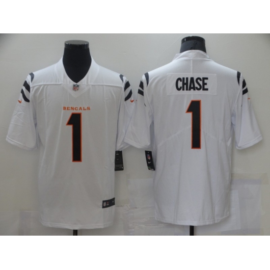 Men's Cincinnati Bengals #1 Ja'Marr Chase Nike White 2021 NFL Draft First Round Pick Limited Jersey - Ujersey