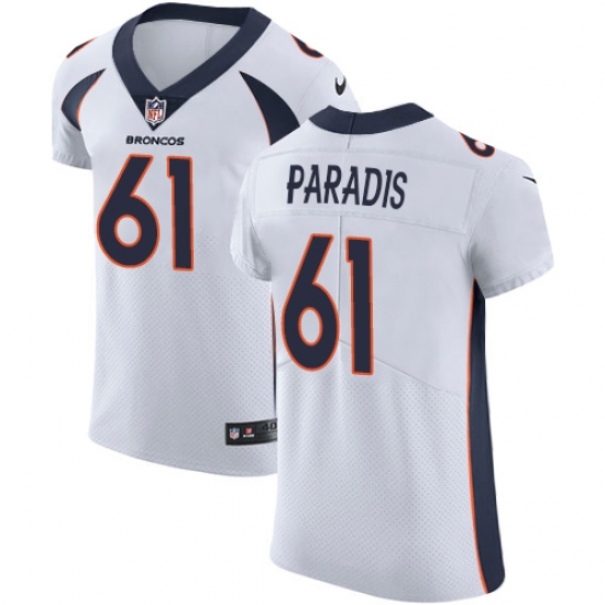 Men's Nike Denver Broncos #61 Matt Paradis White Vapor Untouchable Elite Player NFL Jersey - Ujersey