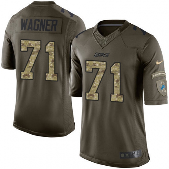 Men's Nike Detroit Lions #71 Ricky Wagner Elite Green Salute to Service NFL Jersey - Ujersey