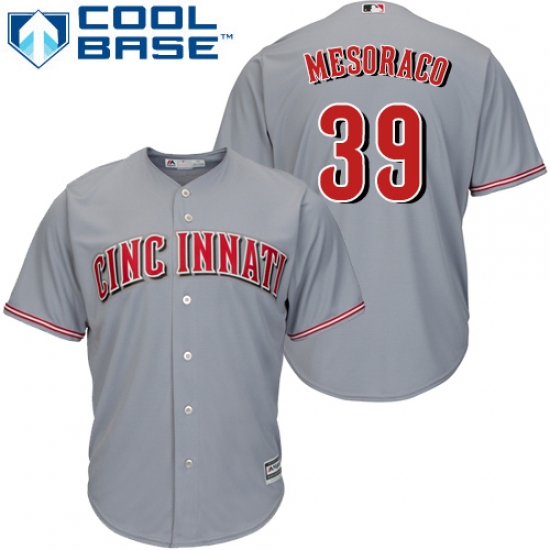 Youth Majestic Cincinnati Reds #39 Devin Mesoraco Authentic Grey Road Cool Base MLB Jersey - Ujersey