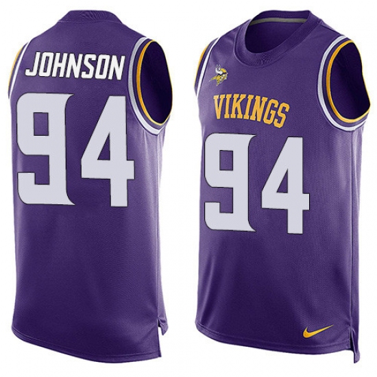 Men's Nike Minnesota Vikings #94 Jaleel Johnson Limited Purple Player Name & Number Tank Top NFL Jersey - Ujersey